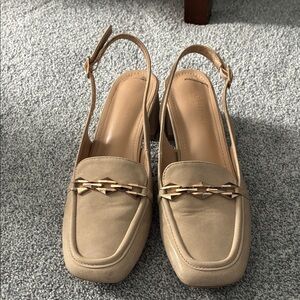 Catherine Malandrino Beige Slingback Loafers